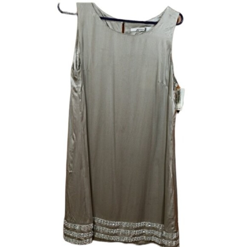 Kensi Silver Silk Slip Dress Beaded 12